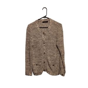 Old Money Preppy Cardigan Size L Grey Button Down Grey Office Career Academia